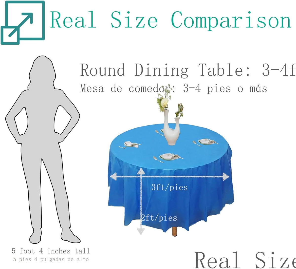 12pk Plastic Round Table Cover, 84'' Diameter, Royal Blue Z615