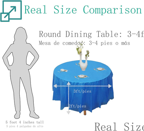 12pk Plastic Round Table Cover, 84'' Diameter, Royal Blue Z615