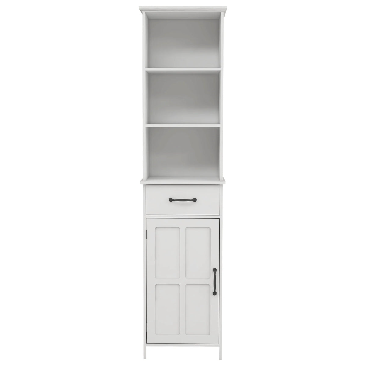 Tall Narrow White Storage Cabinet with One Door D25721