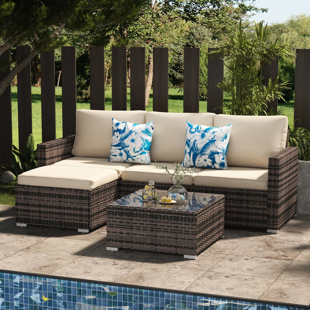 3 Piece Gray Wicker Patio Sofa Set R638