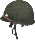 WW2 US Army M1 Helmet Metal Steel Shell Replica with Net Canvas Chin Strap Cat Eye Band K31239