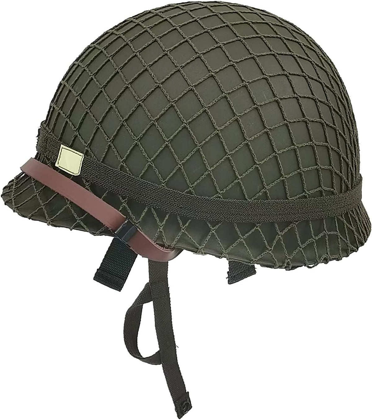 WW2 US Army M1 Helmet Metal Steel Shell Replica with Net Canvas Chin Strap Cat Eye Band K31239