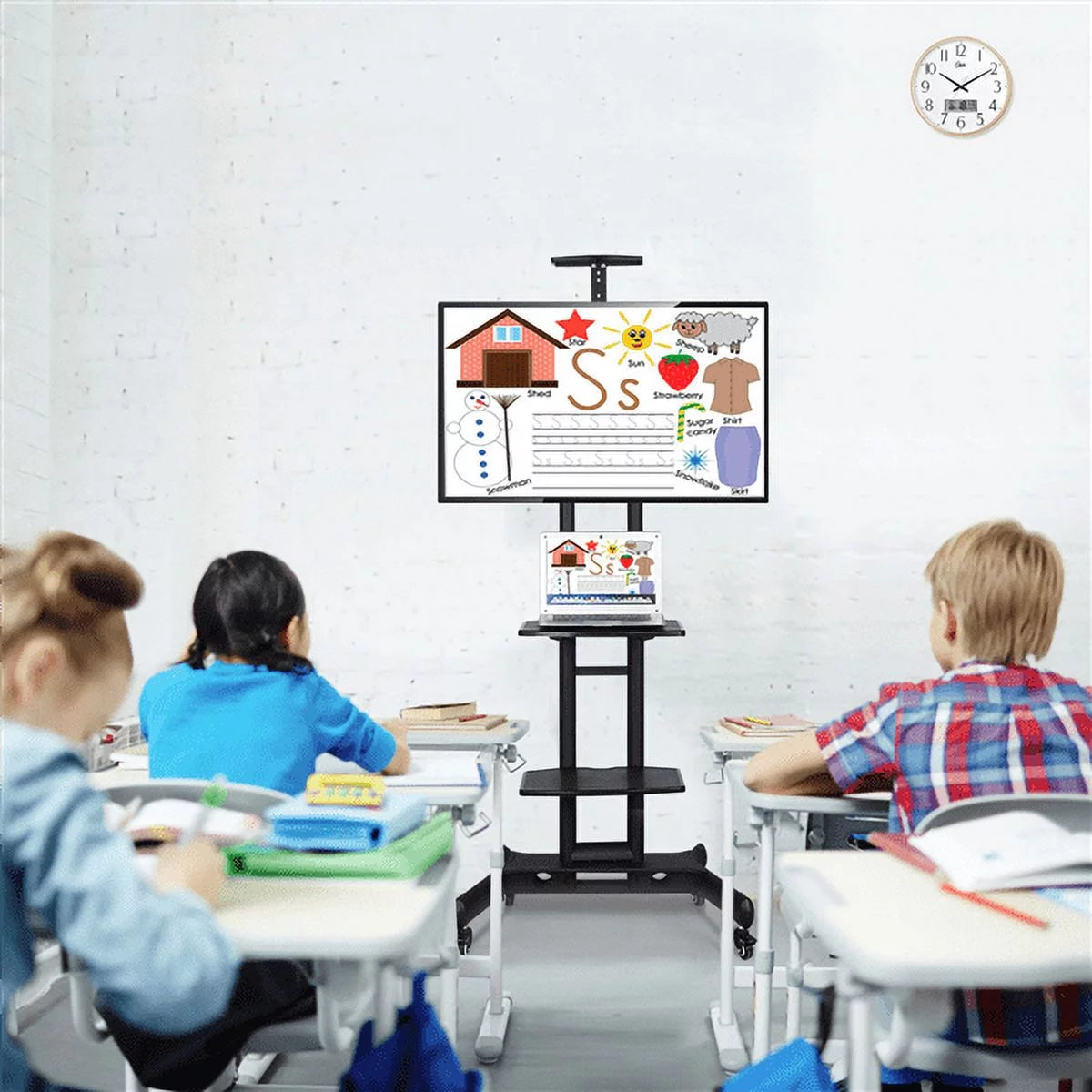 Adjustable 3 Tier Mobile TV Stand Cart Black W907