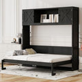 Black Full Horizontal Murphy Bed with Shelves and Storage Bookcase L9237