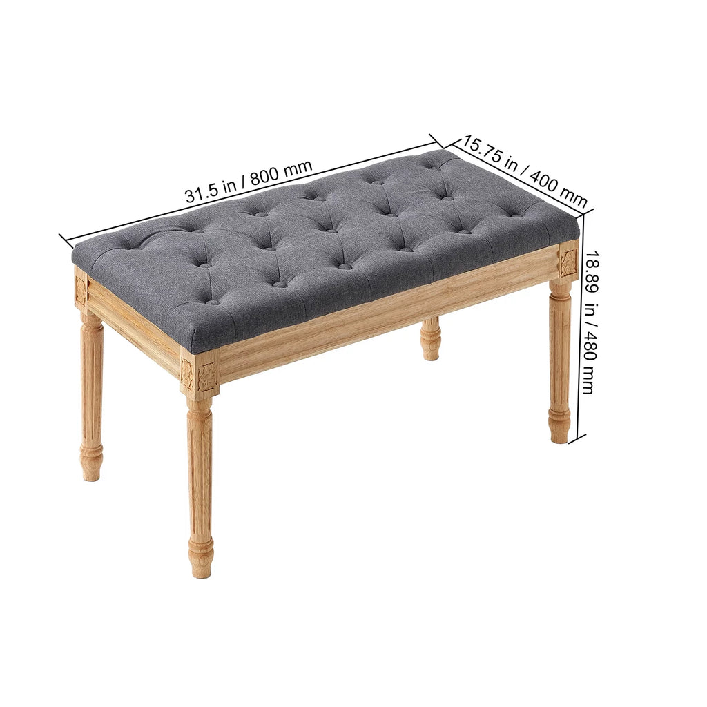 16" Upholstered Ottoman Bench Gray C888415