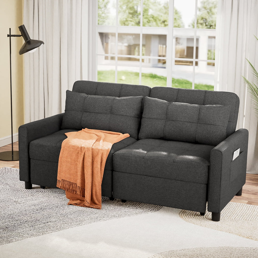 Gray Convertible Sofa Bed E18256