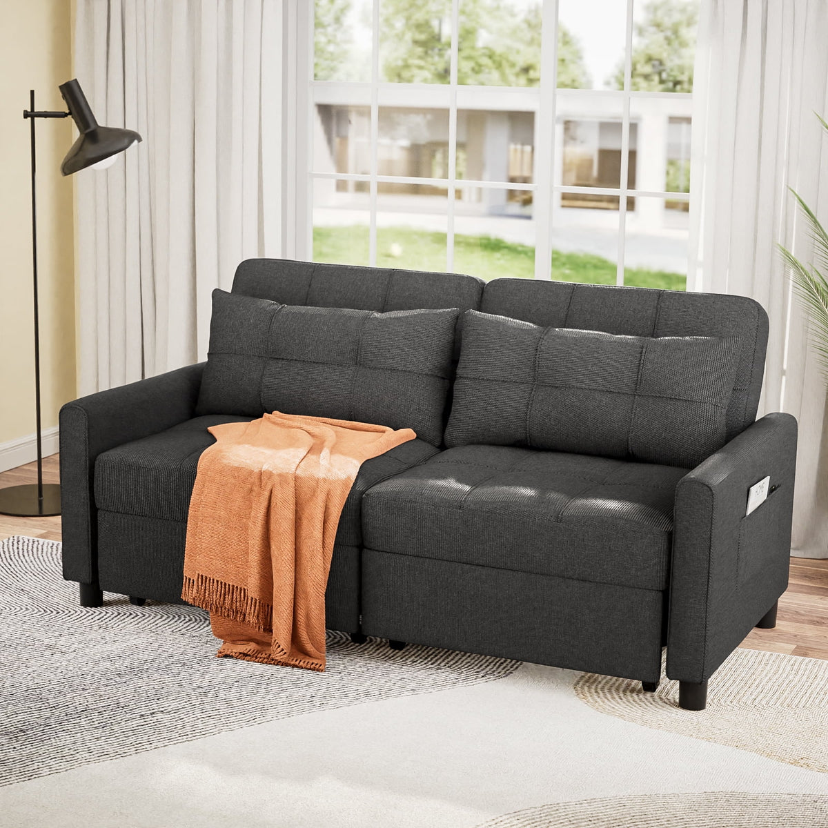 Gray Convertible Sofa Bed E18256