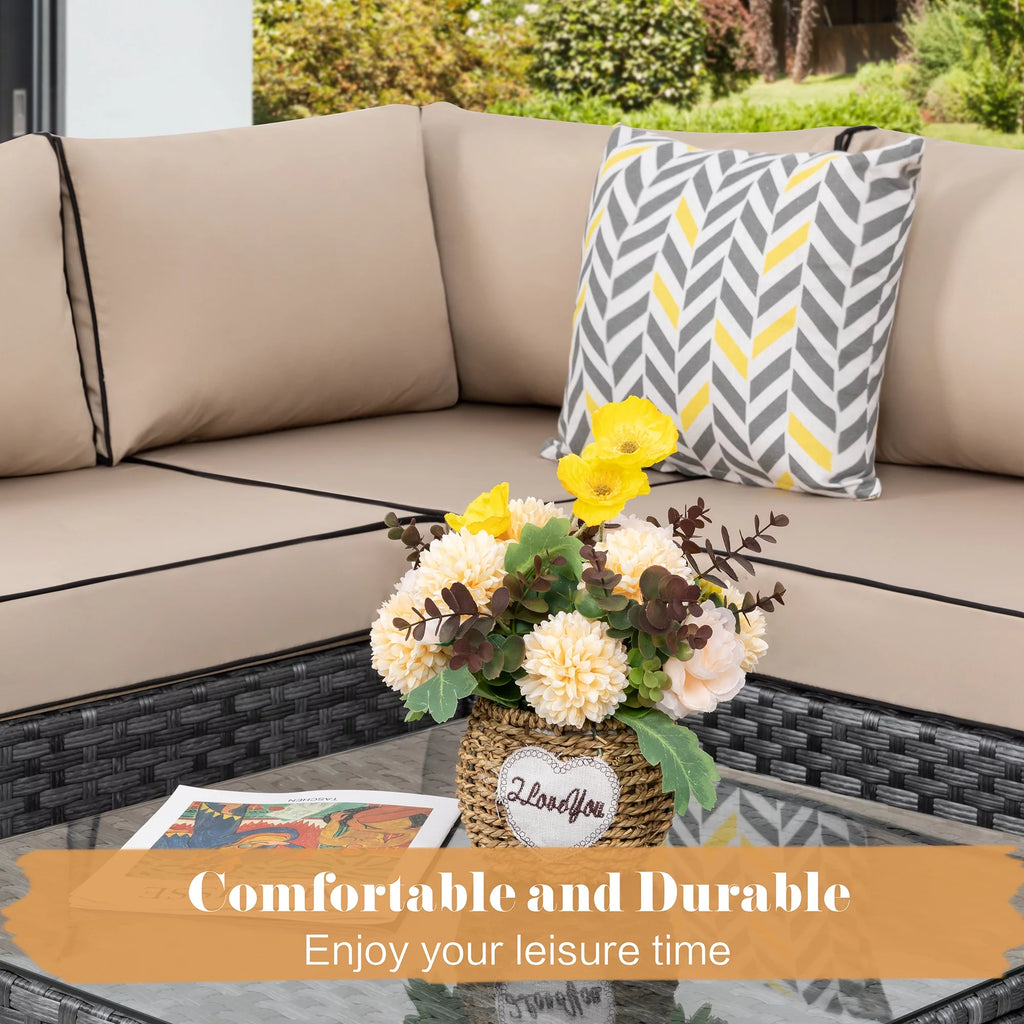 7 Piece Wicker Outdoor Sectional Sofa Set Y545