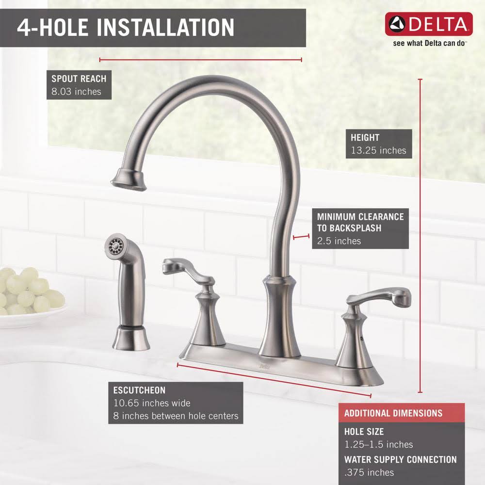 2-Handle Kitchen Faucet Stainless Steel T2977