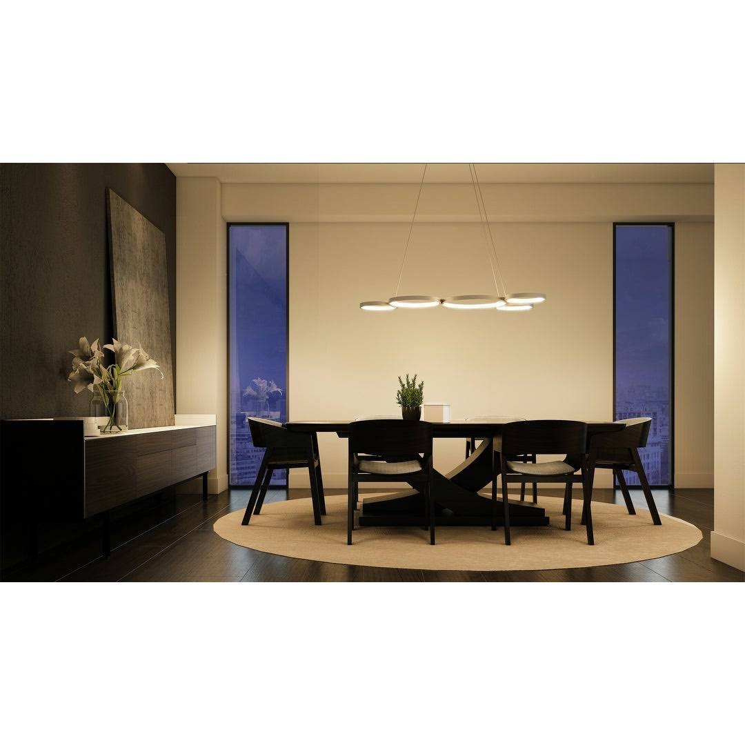 Silver 55x22 LED Adjustable Multi-Ring Chandelier G221