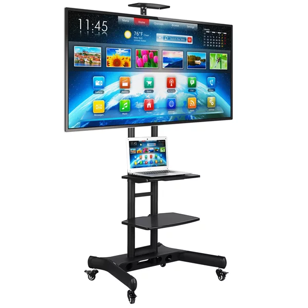 Adjustable 3 Tier Mobile TV Stand Cart Black W907