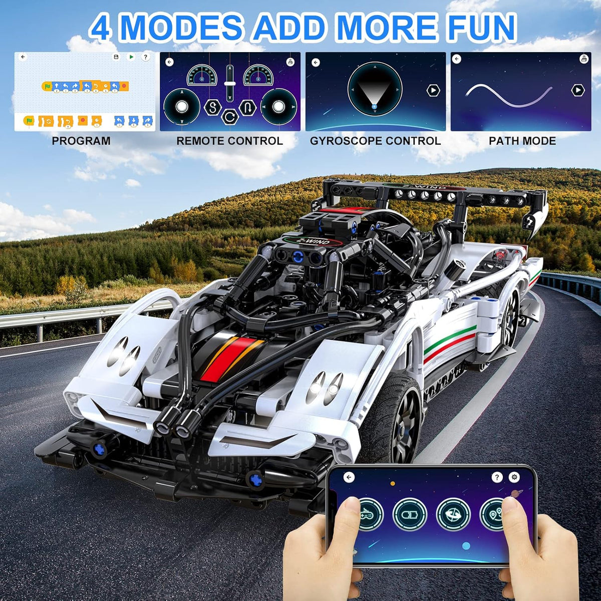 Rechargeable RC & APP Controlled Model Car Building Kit G31422