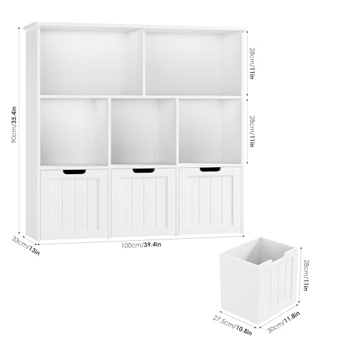 White Toy Storage Organizer with 3 Movable Drawers A881
