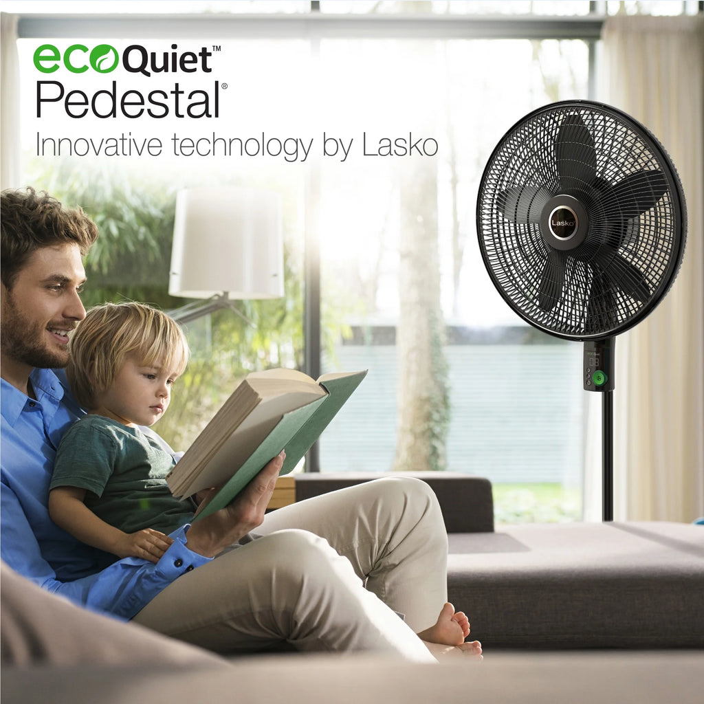 18" DC Motor Pedestal Fan with Remote, Black T450