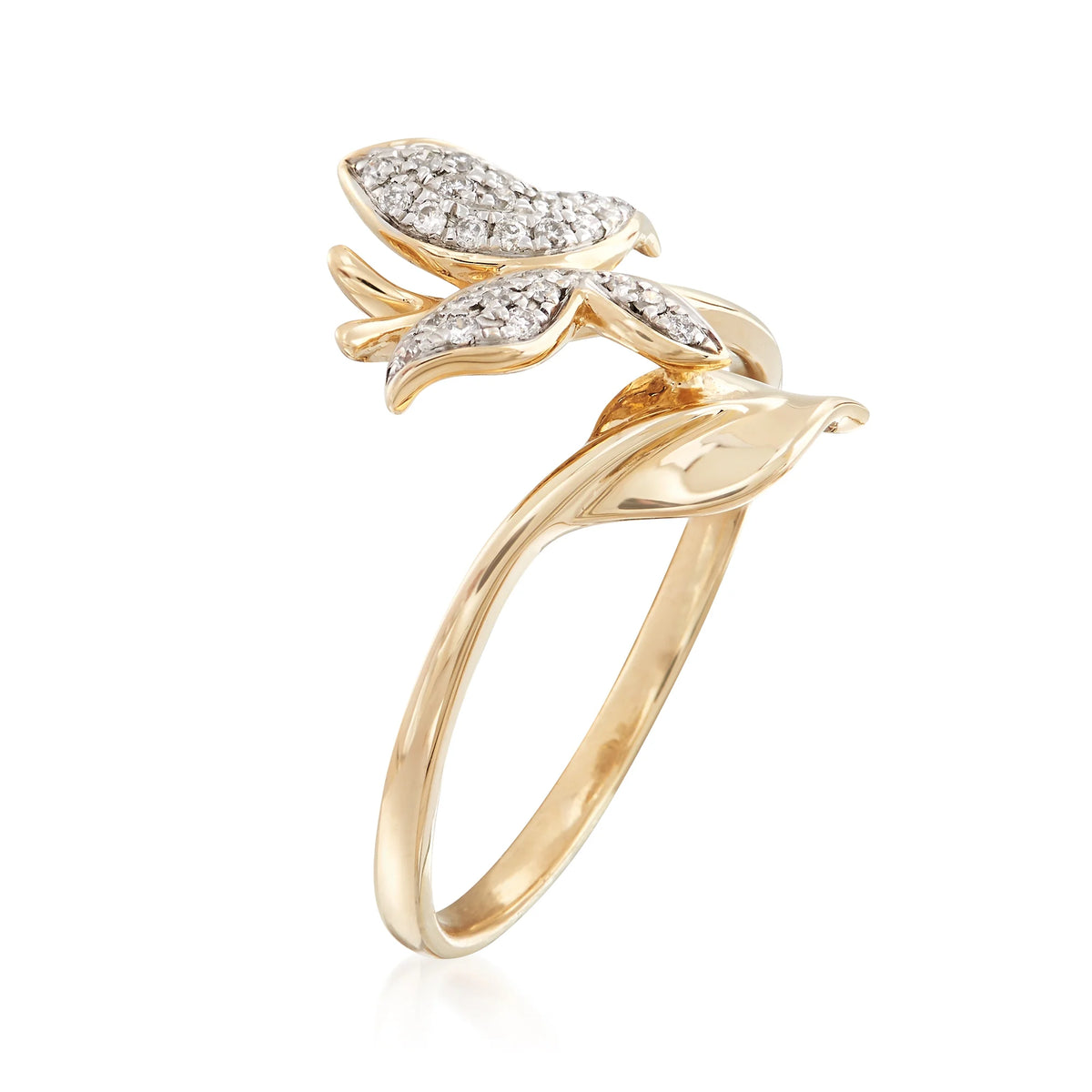 14kt Yellow Gold Diamond Butterfly Ring C1016
