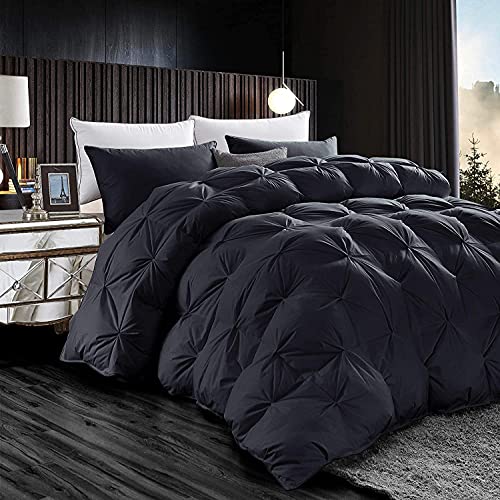 Queen Size Goose Down Comforter, 70 oz Fill Weight, White, Egyptian Cotton V1621