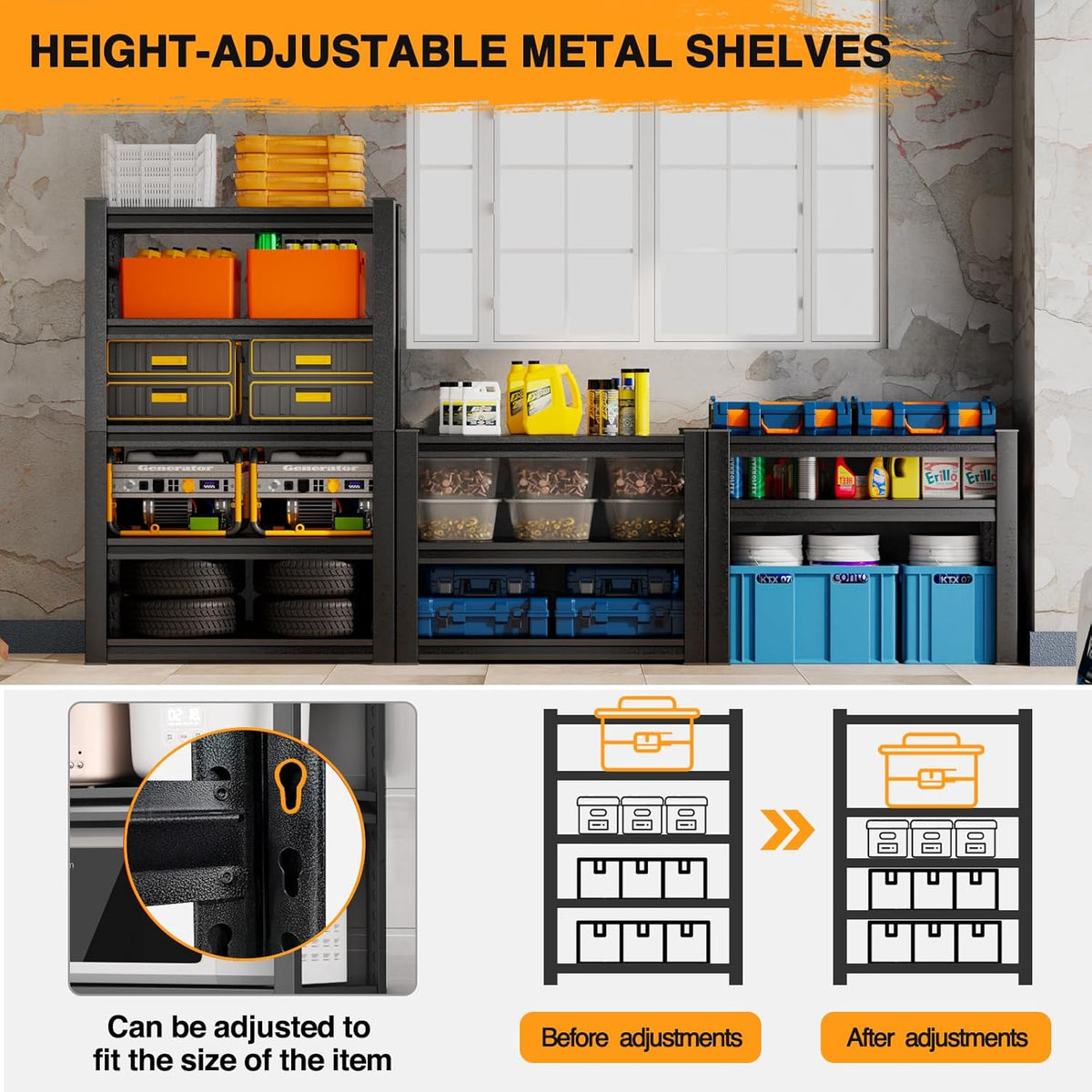 5 Tier Adjustable Metal Garage Shelving 31.5" W X 15.7" D X 63" H I8004