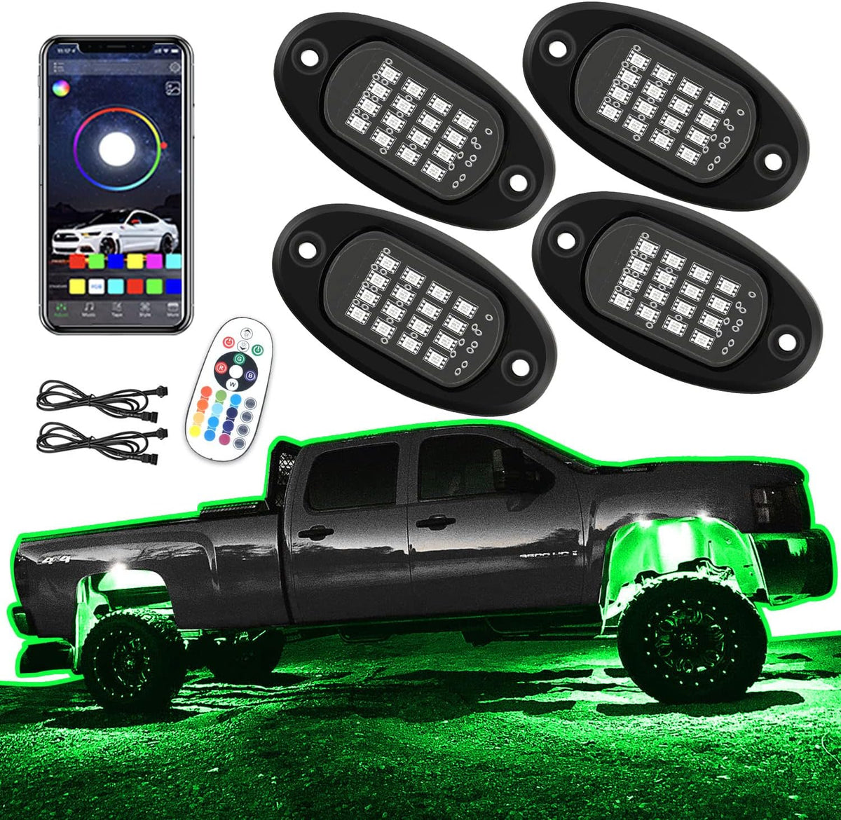 Multicolor Waterproof LED Rock Lights Pack of 2 M665