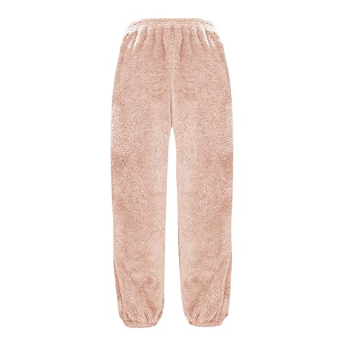Fleece Drawstring Sherpa Wide Leg Pants with Pockets G47962