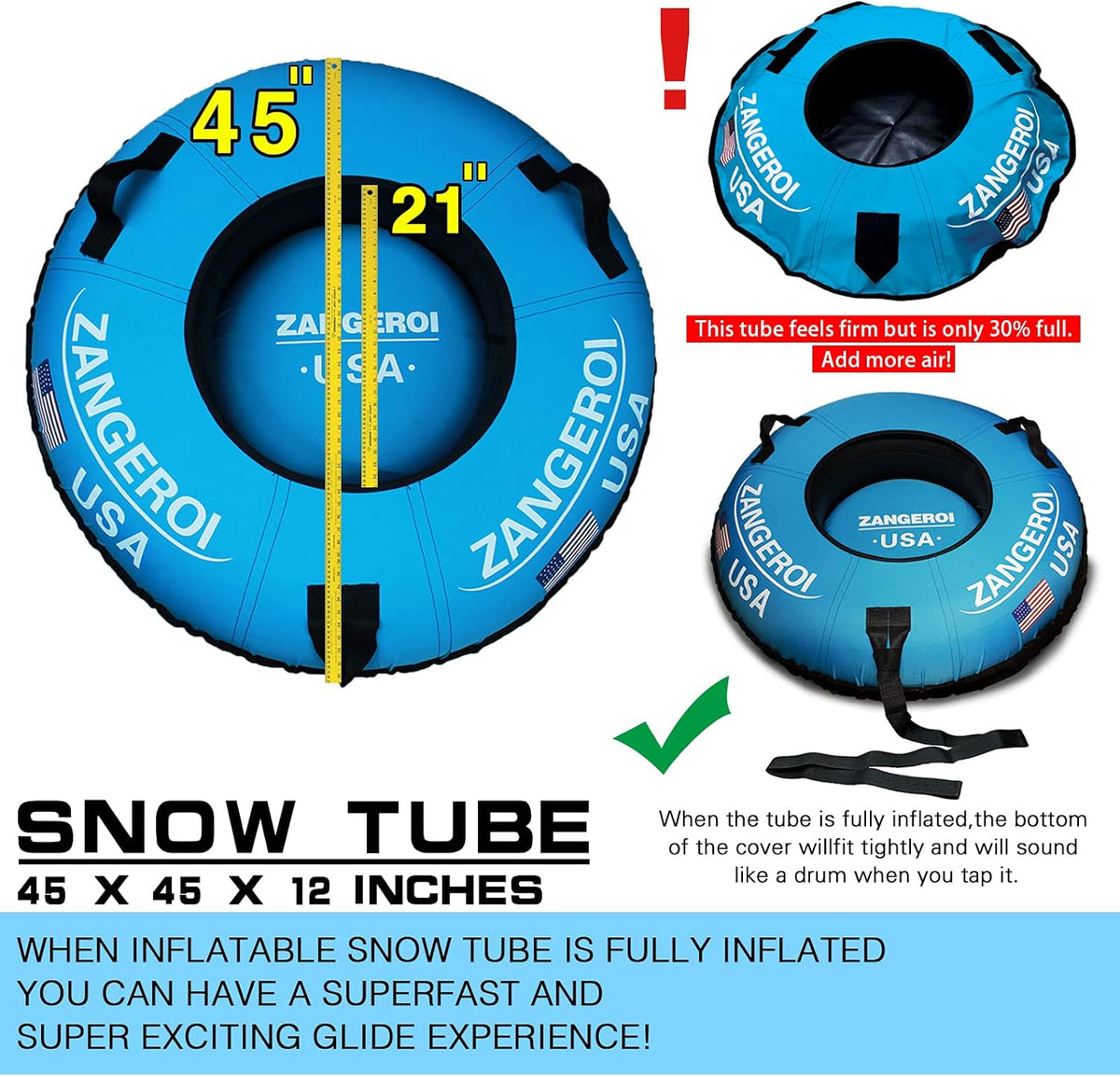 45 inch Heavy Duty Inflatable Snow Tube with Cover U802160