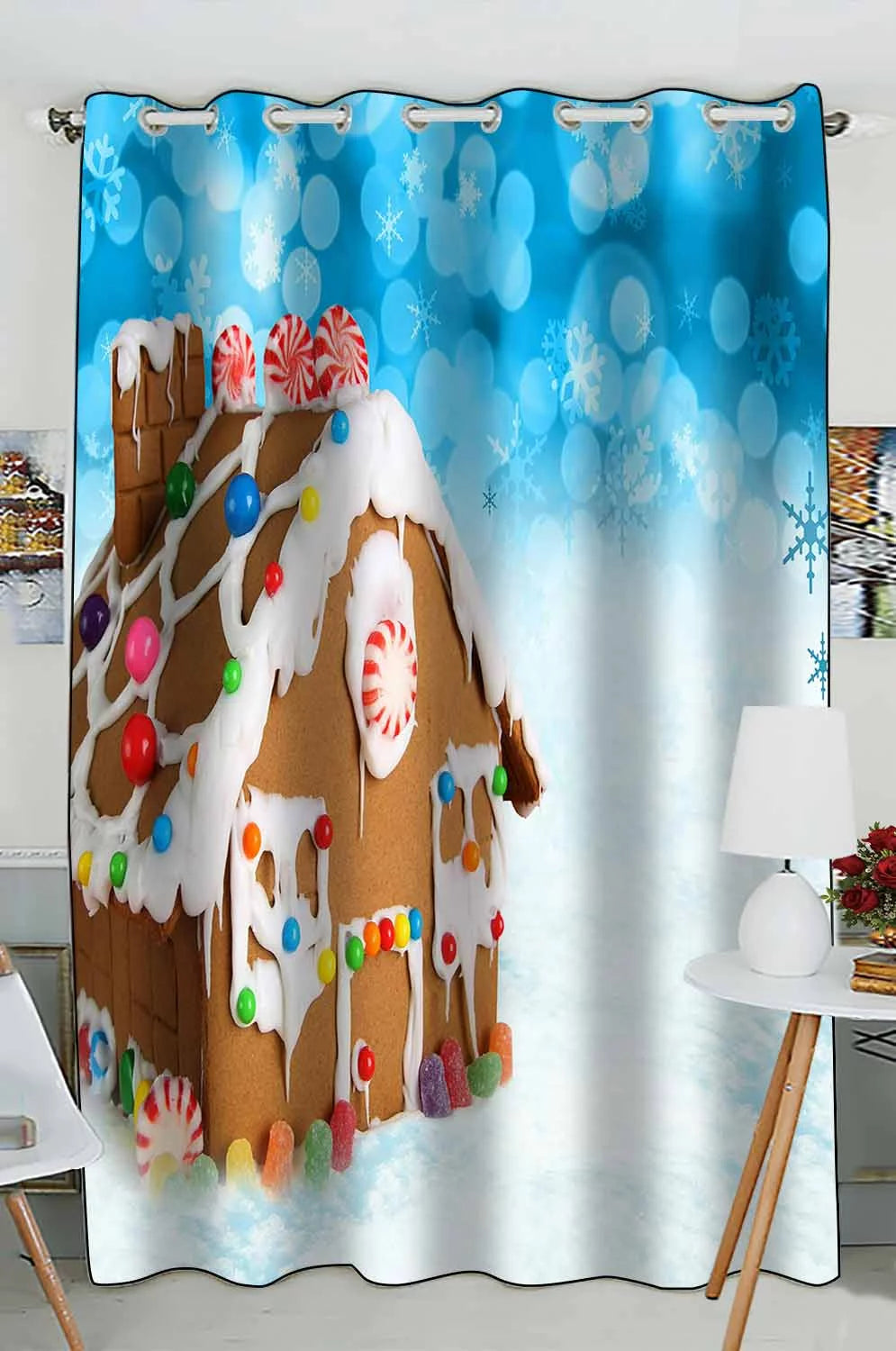 Gingerbread House Christmas Curtain 52x84 inch R75460
