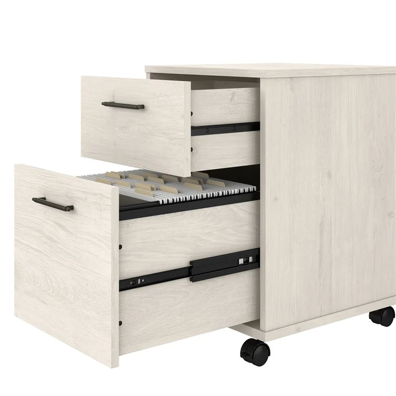 2 Drawer Farmhouse Wood Mobile File Cabinet in Oak Q789