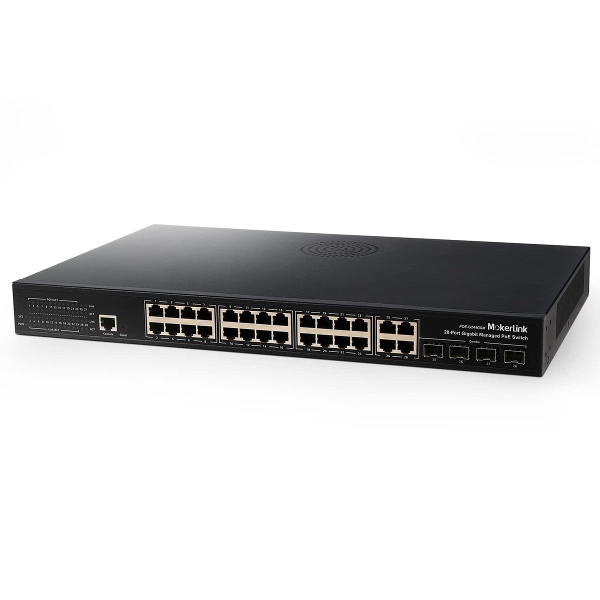 24 Port PoE Switch with 2 Gigabit Uplink Ethernet Port, 400W, Rackmount Unmanaged PoE+ M43702