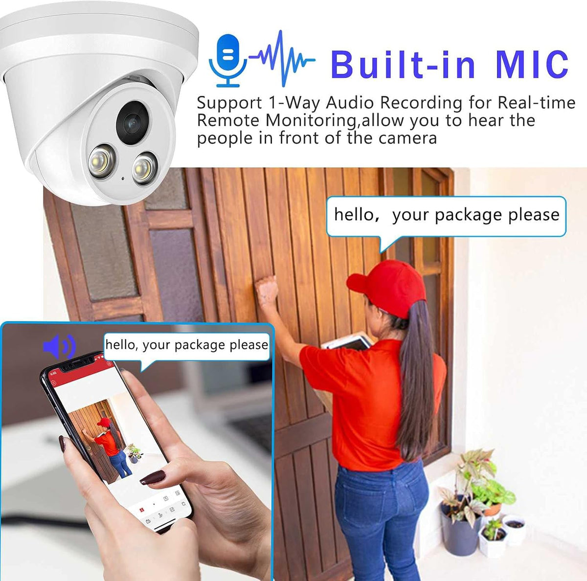 4K 8MP Full Color POE IP Turret Security Camera L7423