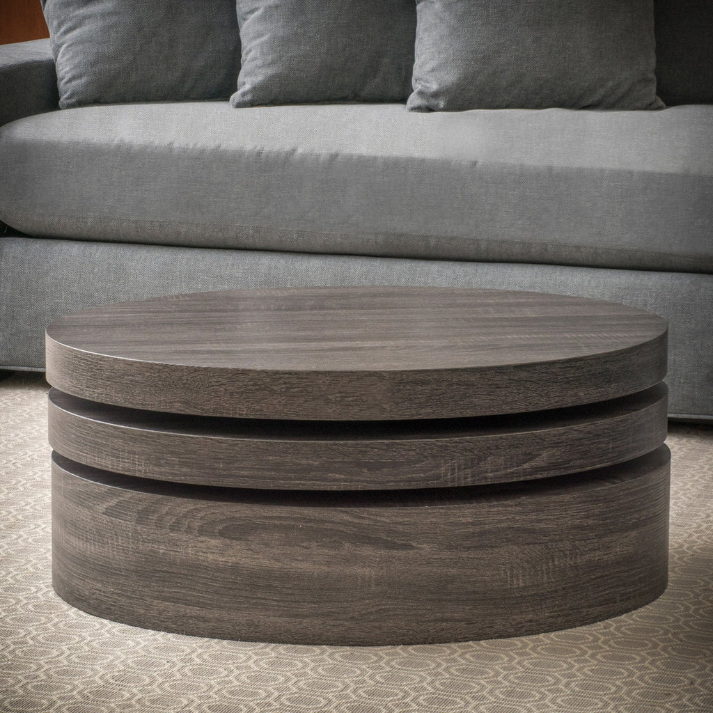 Oval Rotating Wood Coffee Table E534
