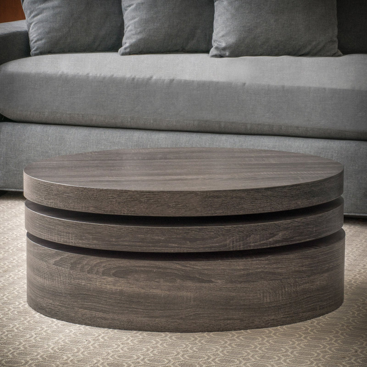Oval Rotating Wood Coffee Table E534