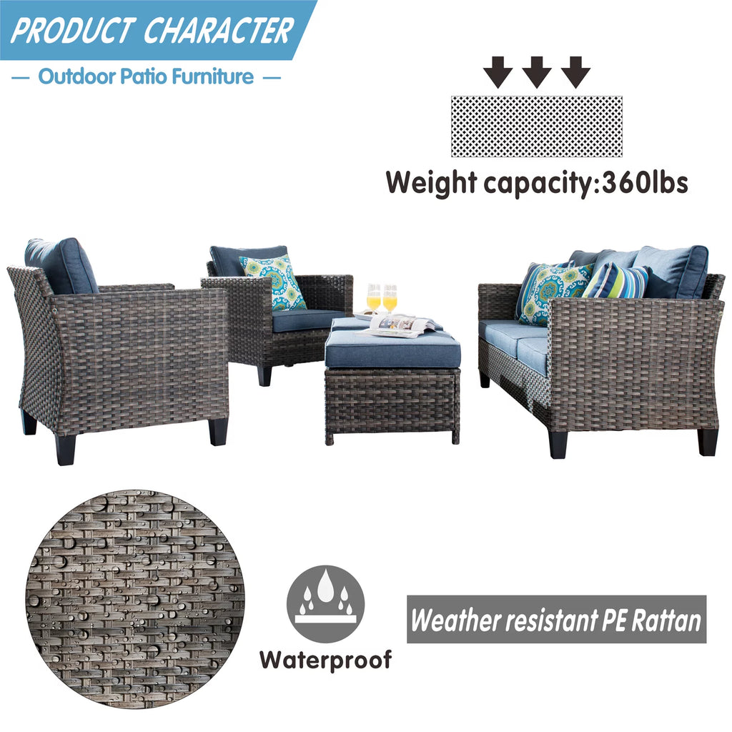 6 Pieces Outdoor Patio Sectional Sofa with Steel Frame S536