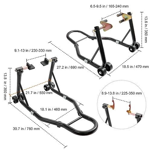 850lbs Motorcycle Stand Lift Front Rear Combo Black N189941