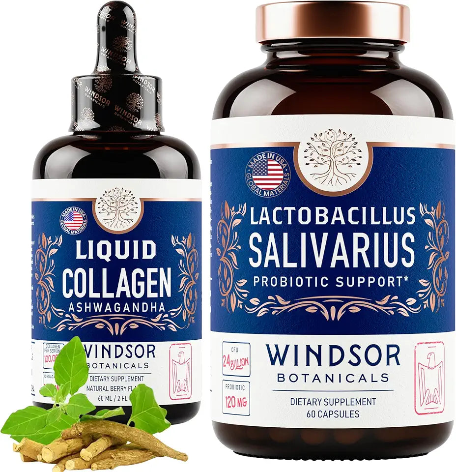 Liquid Collagen Ashwagandha and Lactobacillus Salivarius Probiotic L5998