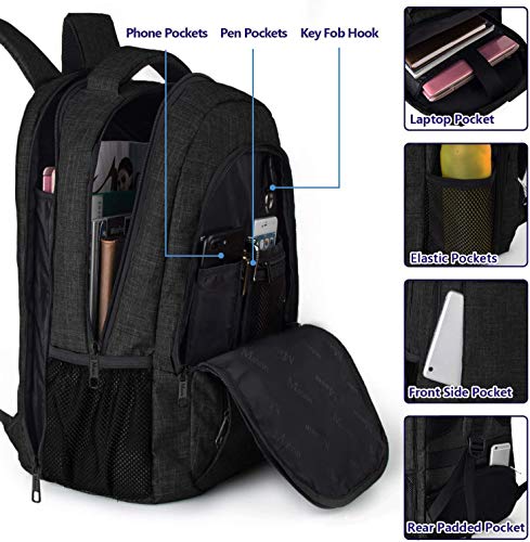 Extra Large Anti Theft USB Travel Laptop Backpack, Black L57992