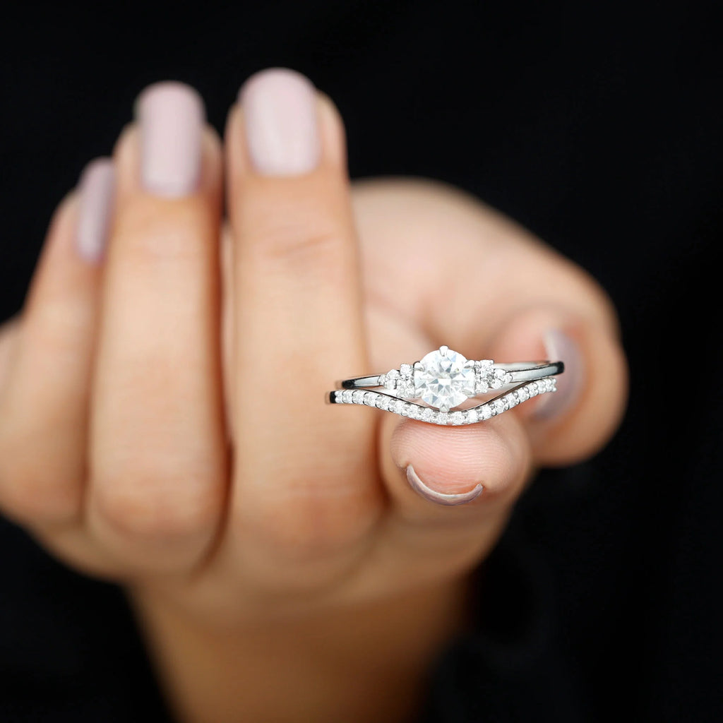 925 Sterling Silver Moissanite Bridal Ring Set A142730