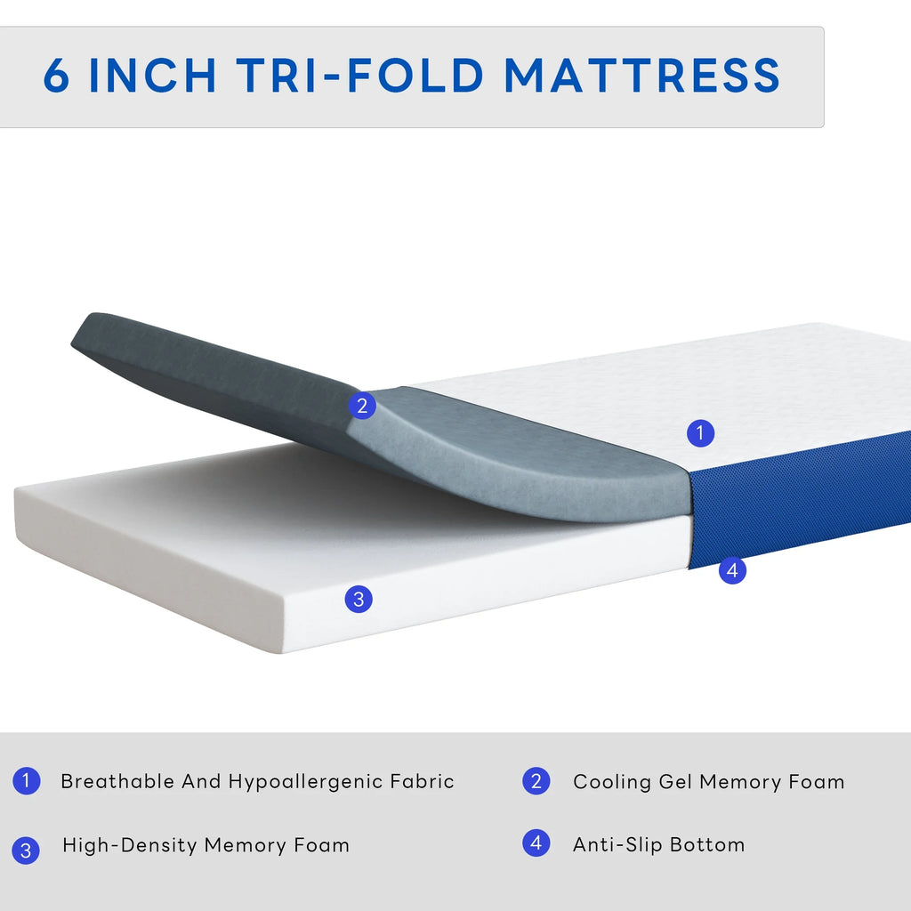 Twin Size Memory Foam Tri-Fold Mattress E619502