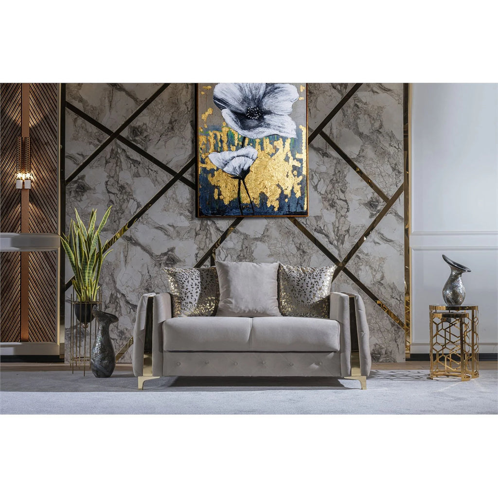 2PC Living Room Set Wood Taupe Y3356