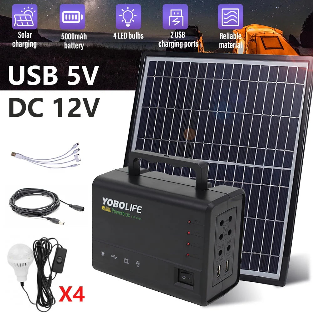 Solar Generator with Solar Panel and LED Lights J61528