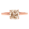 2.0ct Asscher Cut Champagne Simulated Diamond 18k Rose Gold Ring Size 3.5 N4708