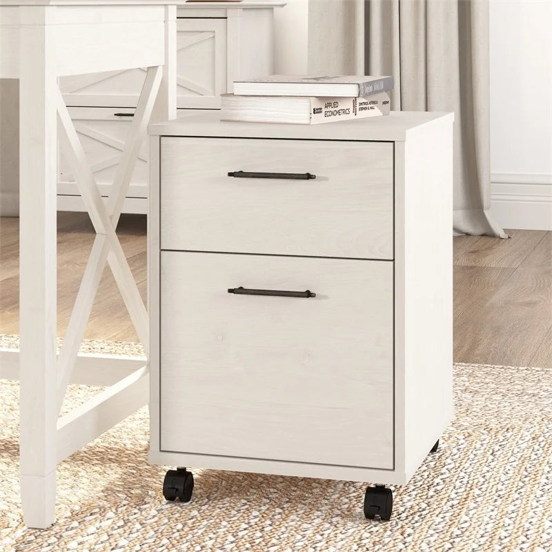 2 Drawer Farmhouse Wood Mobile File Cabinet in Oak Q789