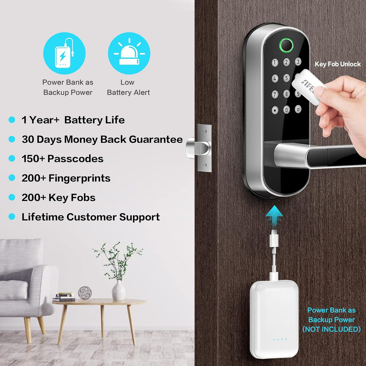 Keyless Entry Door Lock with Keypad and Fingerprint L7155