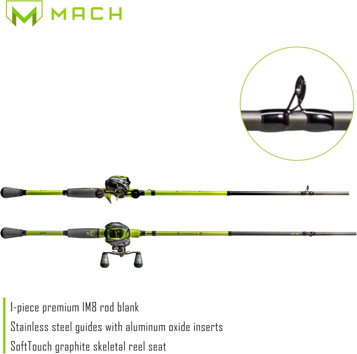 7-Foot 3-Inch 1-Piece IM8 Graphite Fishing Rod and Casting Reel Combo J54212