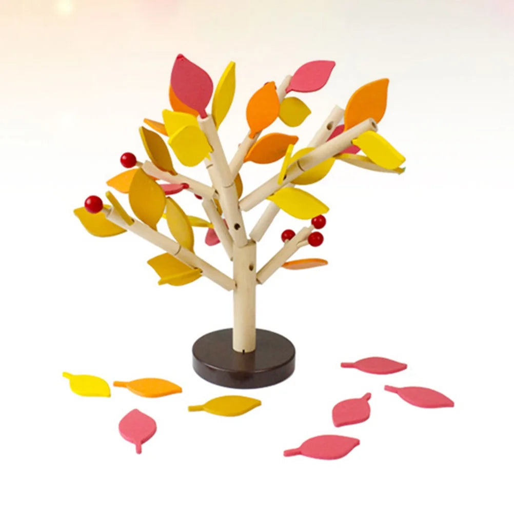 Creative Wooden Tree Blocks with Leaves 3D Building Set Toy U4043