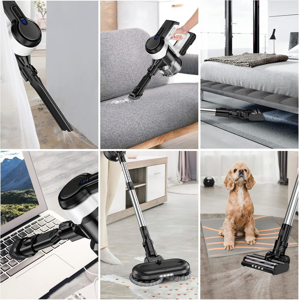Cordless Vacuum Cleaner 26Kpa Lightweight Handheld Stick Vacuum with Electric Mop D91421