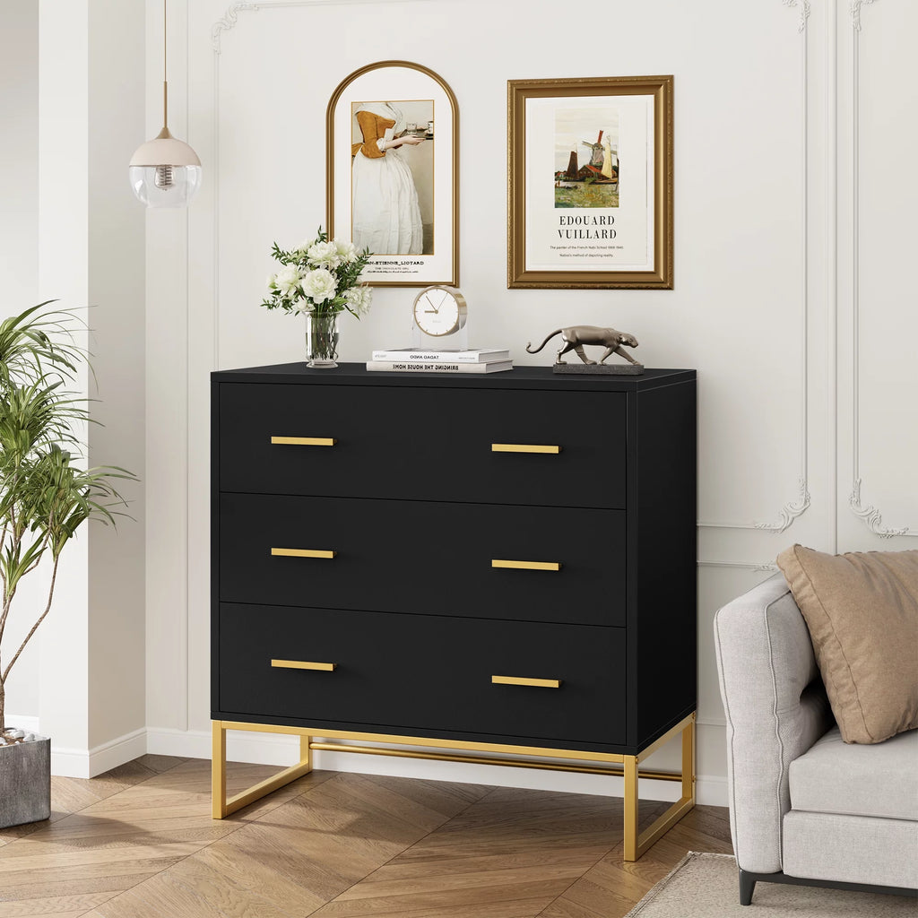 White 3 Drawer Wood Dresser K1238
