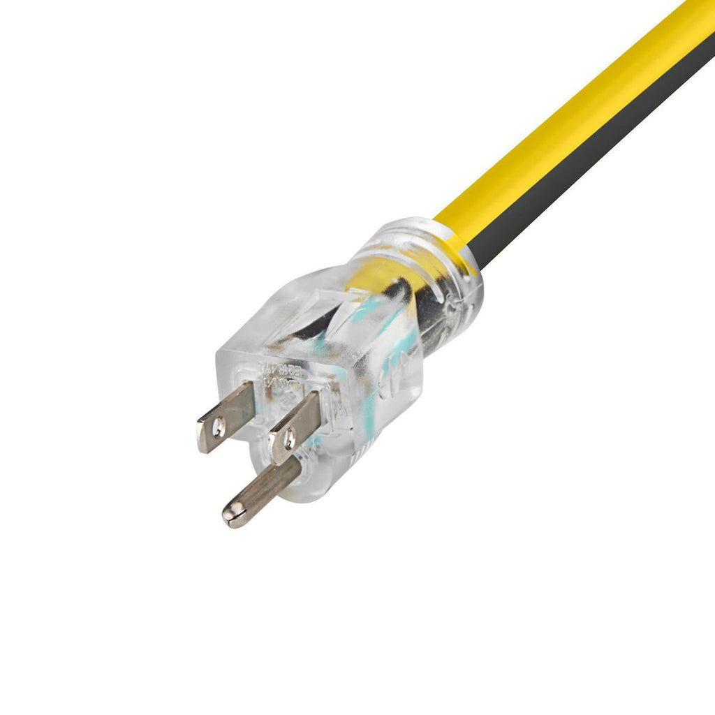 100 ft. 12/3 Gauge Multiple Outlet Extension Cord with Indicator Light, Yellow, Black D459913