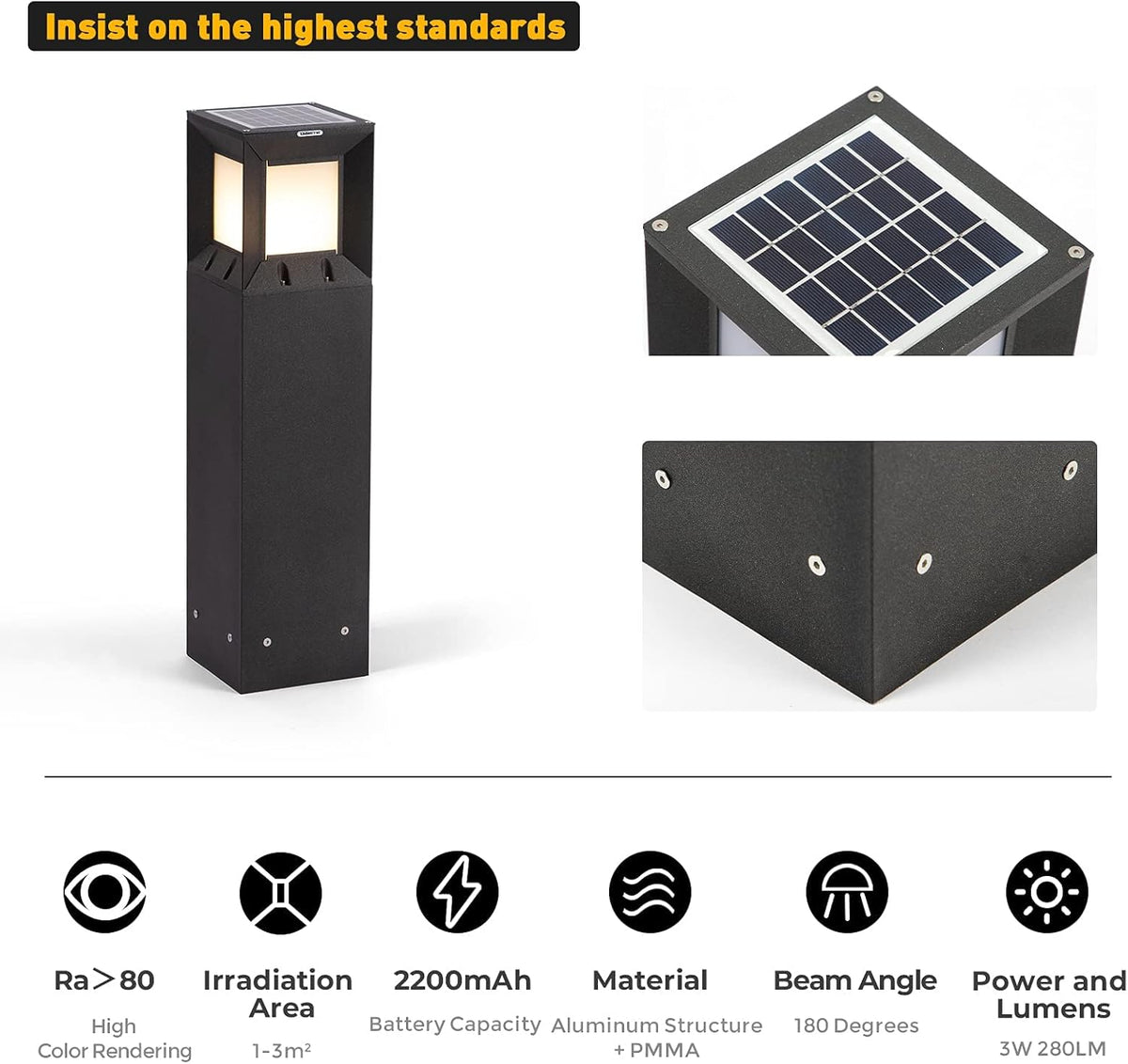 IP54 Waterproof 3000K LED 32 Inches Solar Landscape Path Light R98197