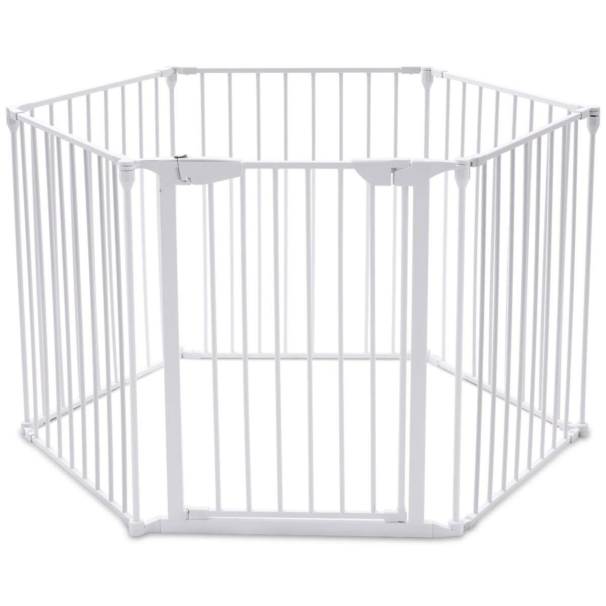 8 Panel Metal Gate Baby Pet Fence Playpen Barrier White F186