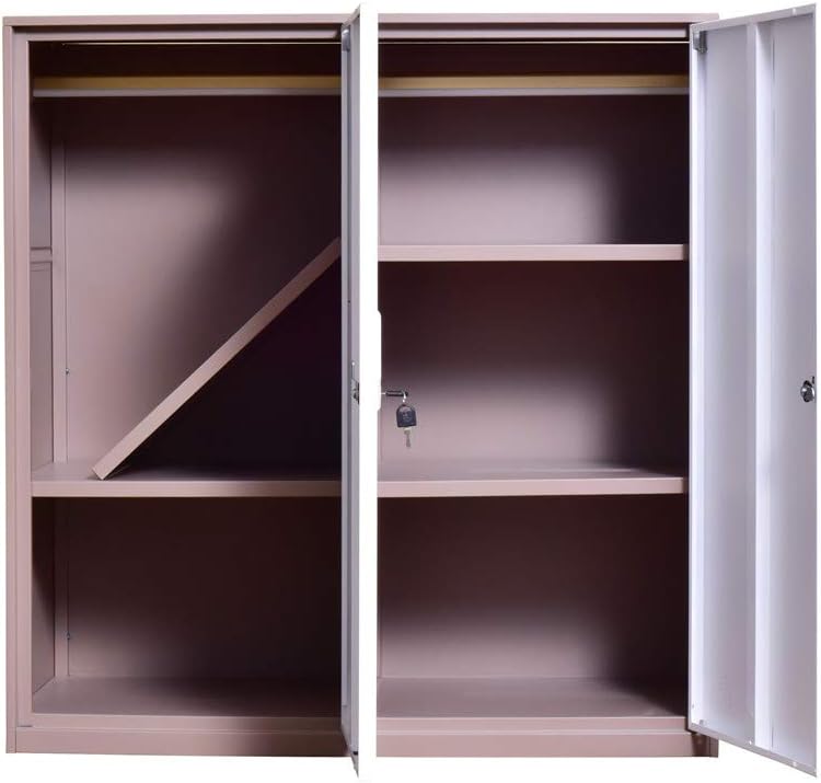 White Metal Storage Cabinet with Doors and Lock Z920218