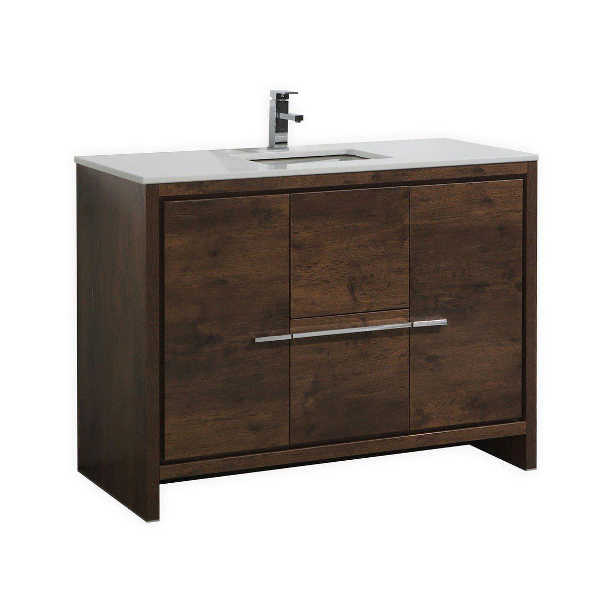 48 in. Rose Wood Bathroom Vanity with White Quartz Counter-Top S72137